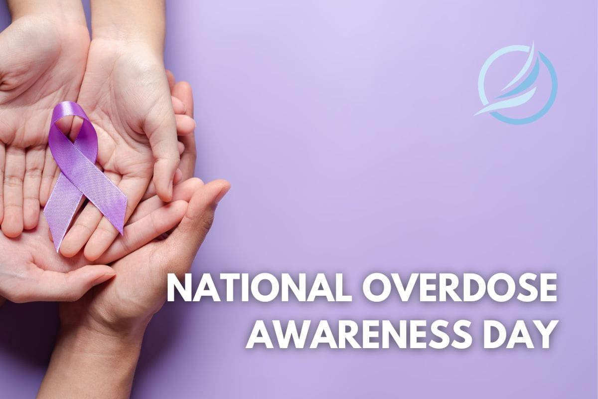 an image of a purple ribbon representing national overdose awareness day.